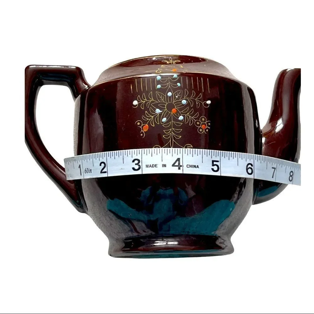 Japan 1940’s Vintage Moriage Brown Teapot LARGE